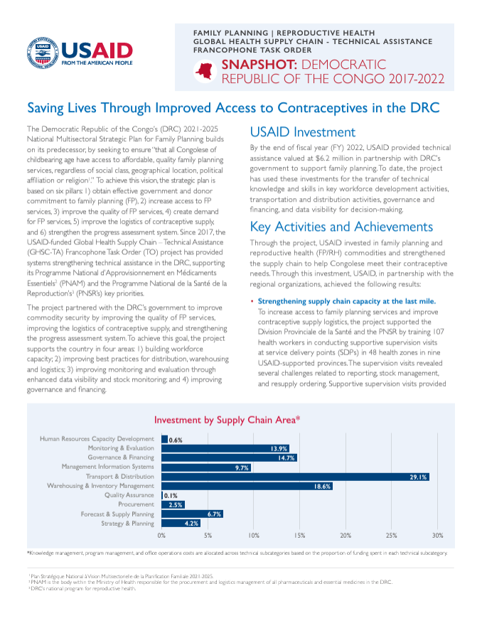 Cover of the DRC Snapshot Brief