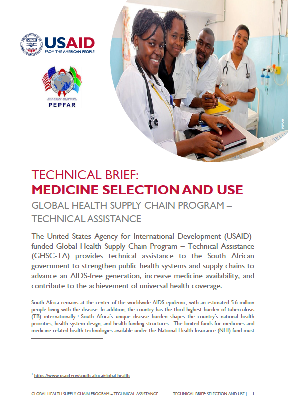 GHSC-TA SA Medicine Selection and Use Tech Brief Cover Image