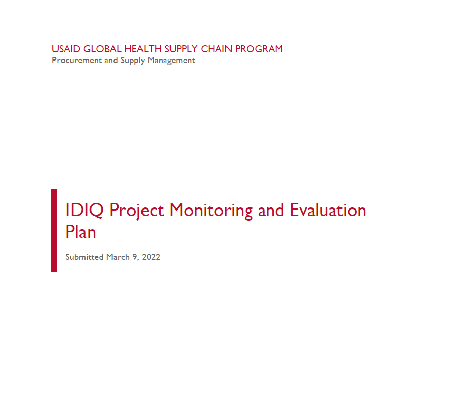 Cover of the IDIQ Project M&E Plan for 2022