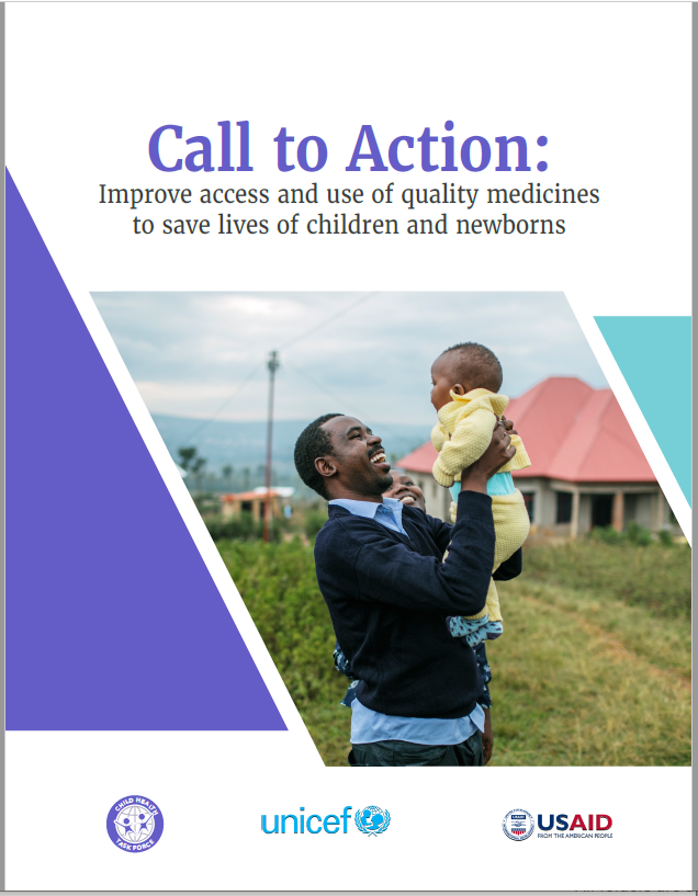 cover page of child health call to action, with image of father holding child in the air