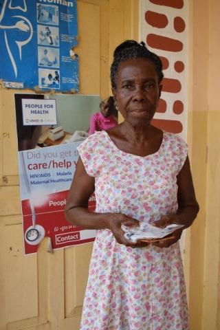 Dora Amoah in Ghana prefers getting medicine for herself and her family from the health center rather than the drug stores. Photo credit: Gloria Agyekum, GHSC-PSM